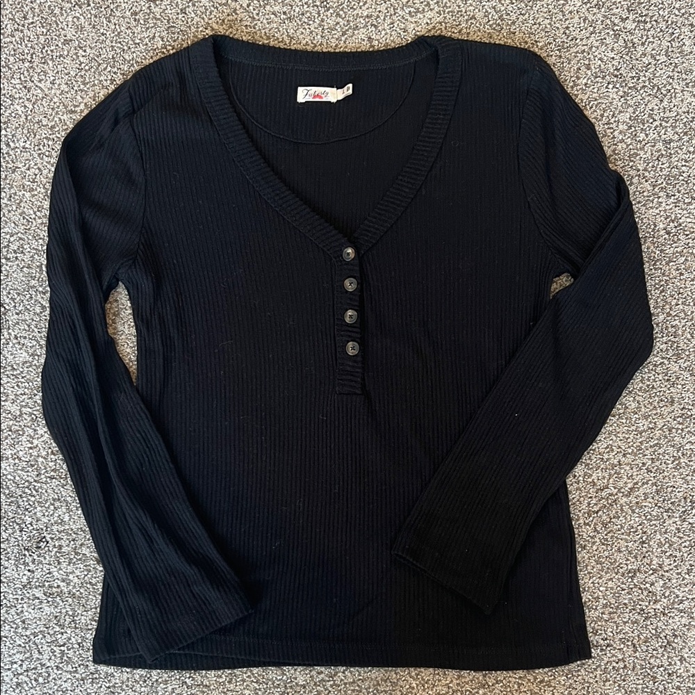 Faherty Midnight Black Long Sleeve Henley